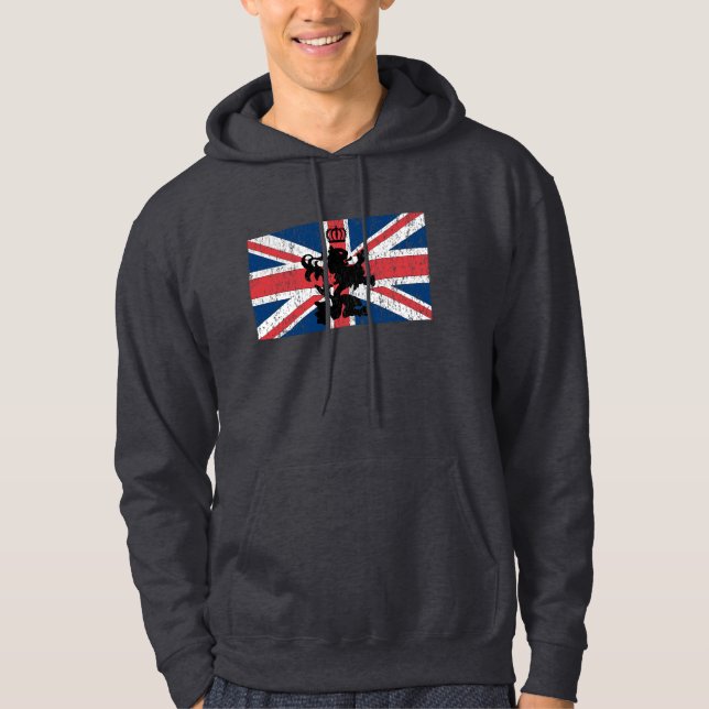 Union Jack Lion Crown (scratched) Hoodie (Front)