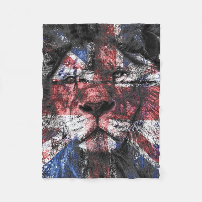 Union Jack Lion Fleece Blanket (Front)