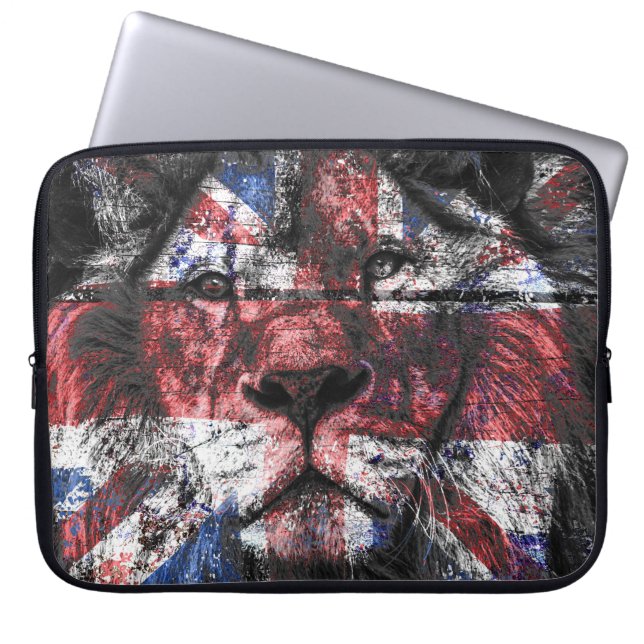 Union Jack Lion Laptop Sleeve (Front)