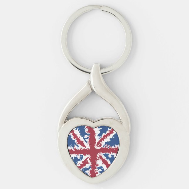 Union Jack Liquid Art  Key Ring (Front)