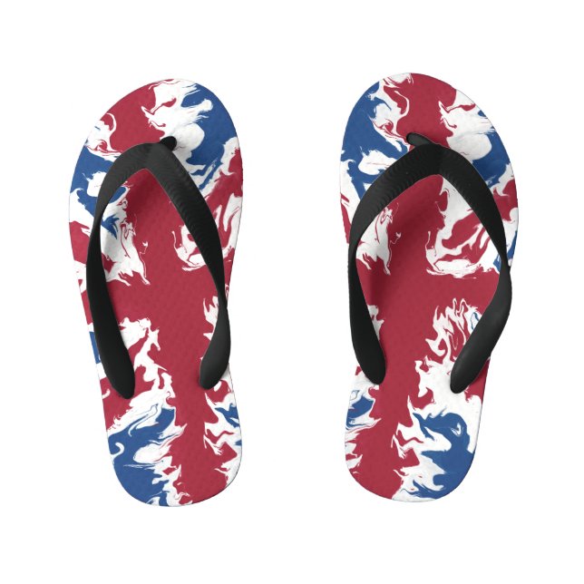 Union Jack Liquid Art  Kid's Flip Flops (Footbed)