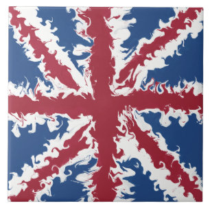 Union Jack Liquid Art  Tile