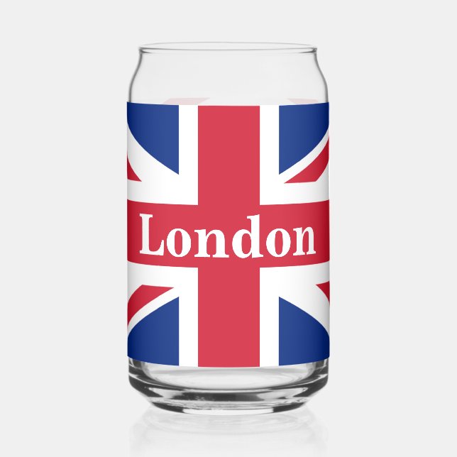 Union Jack London ~ British Flag Can Glass (Left)