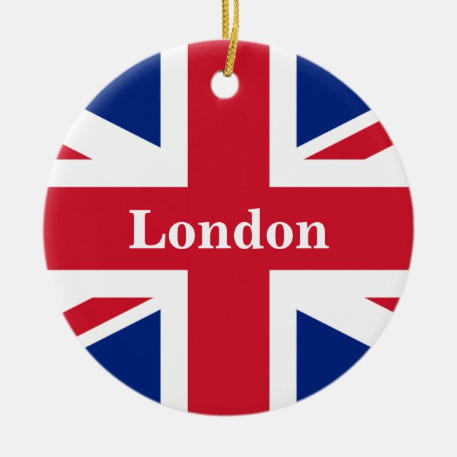 Union Jack London ~ British Flag  Ceramic Tree Decoration (Front)