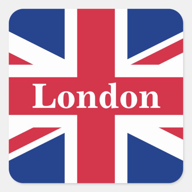 Union Jack London ~ British Flag Classic Round Sti Square Sticker (Front)