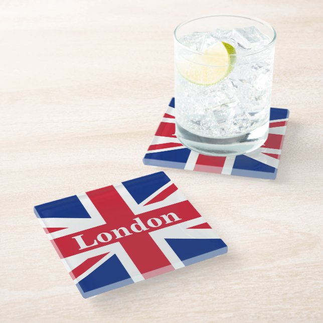 Union Jack London ~ British Flag Glass Coaster (Angled)
