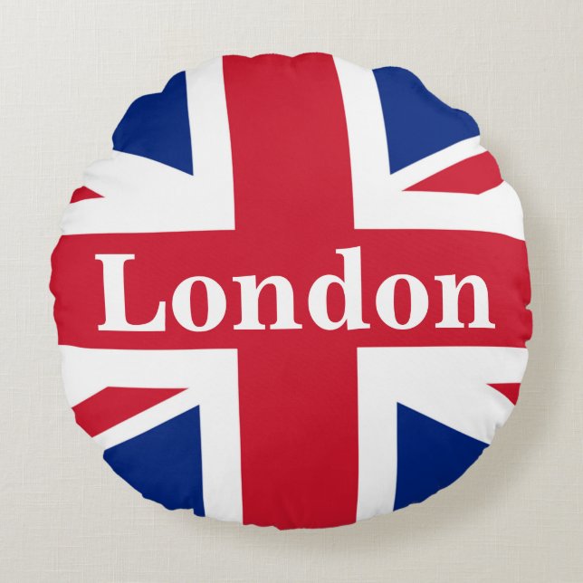 Union Jack London ~ British Flag Round Cushion (Front)