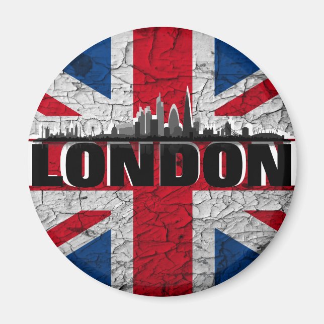 Union Jack & London Skyline refrigerator magnet (Front)