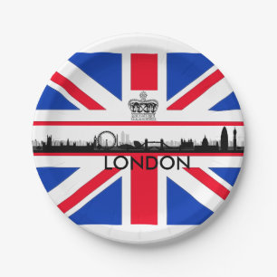 Union Jack London Skyline Theme Party Paper Plates