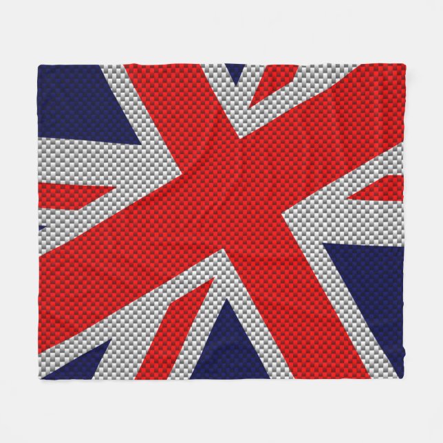 Union Jack on Carbon Fiber Style Colors Fleece Blanket (Front (Horizontal))