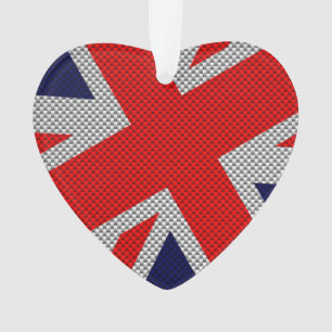 Union Jack on Carbon Fiber Style Colors Ornament