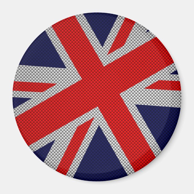 Union Jack on Carbon Fiber Style Print Magnet (Front)