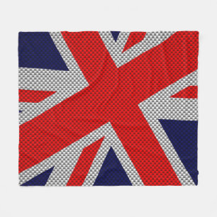 Union Jack on Carbon Fibre Style Colours Fleece Blanket