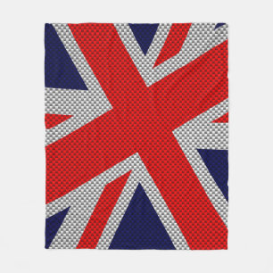 Union Jack on Carbon Fibre Style Colours Fleece Blanket