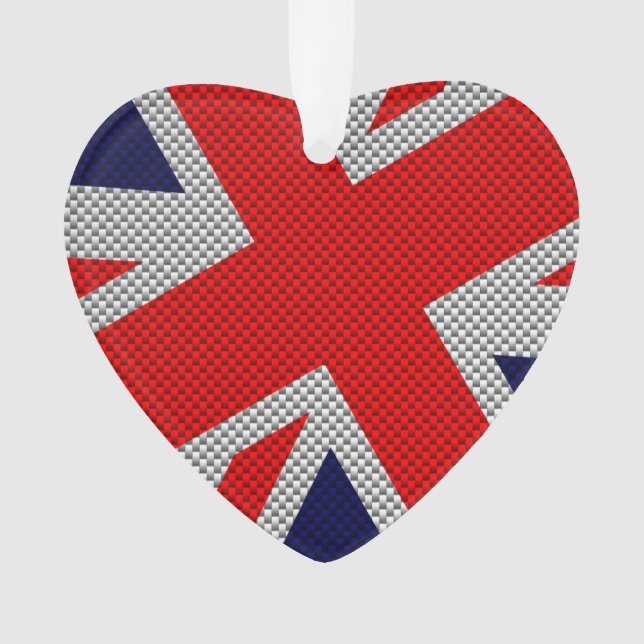Union Jack on Carbon Fibre Style Colours Ornament (Front)