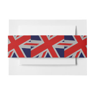 Union Jack on Carbon Fibre Style Print Invitation Belly Band