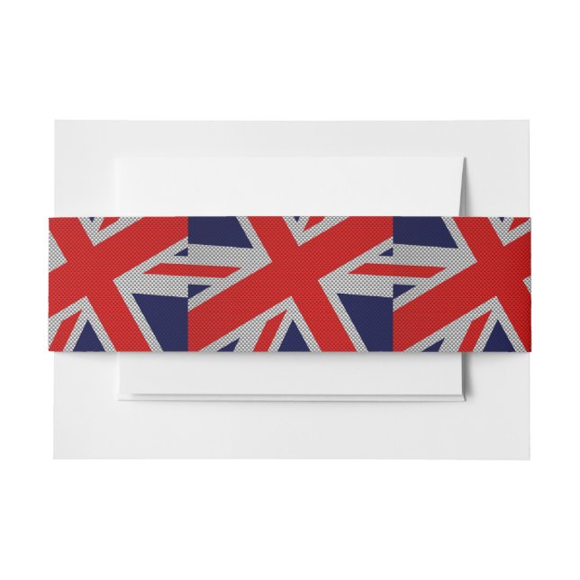 Union Jack on Carbon Fibre Style Print Invitation Belly Band (Front Example)