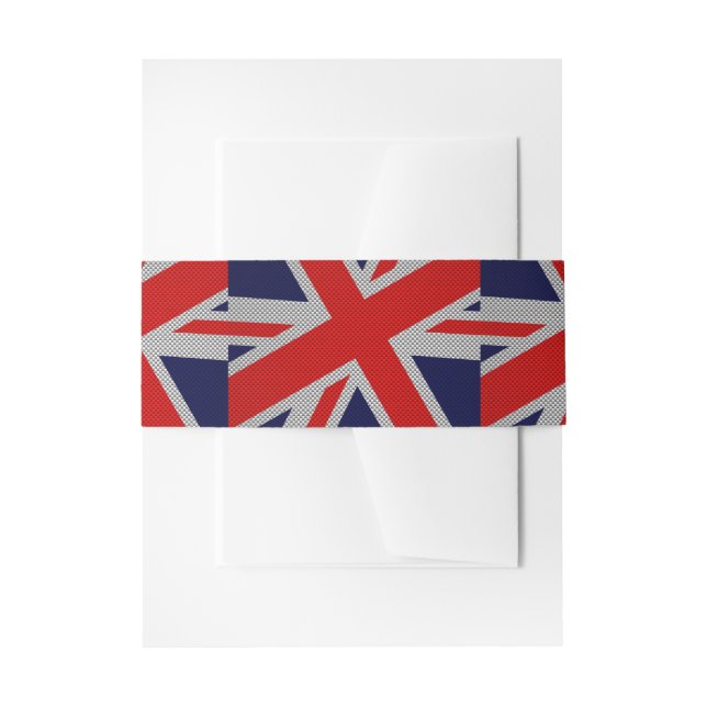 Union Jack on Carbon Fibre Style Print Invitation Belly Band (Front Example)