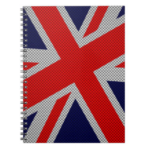 Union Jack on Carbon Fibre Style Print Notebook