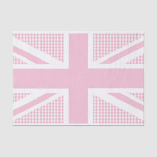 Union Jack on Pink Country Gingham Pattern Tissue Paper