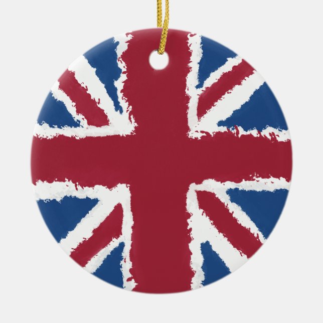 Union Jack Painted Artwork by Heva Weva  Ceramic Tree Decoration (Front)