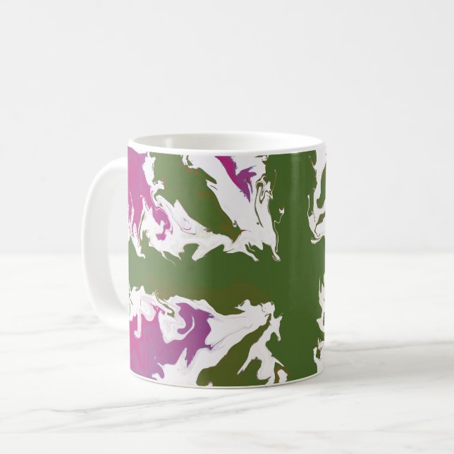 Union Jack Painted UK Art Pink and Green Art Home Coffee Mug (Front Left)