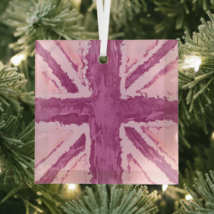Union Jack Painted UK Art Plum by Heva Weva Glass Tree Decoration