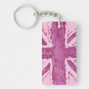 Union Jack Painted UK Art Plum Key Ring