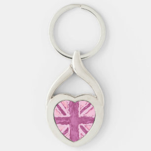 Union Jack Painted UK Art Plum Key Ring