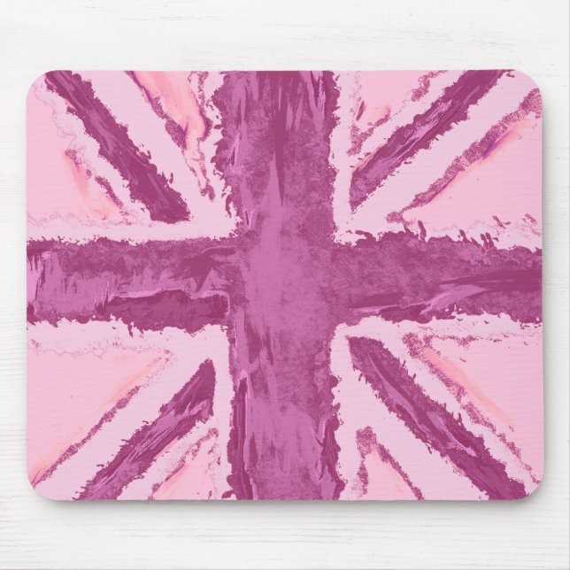 Union Jack Painted UK Art Plum Mouse Mat (Front)