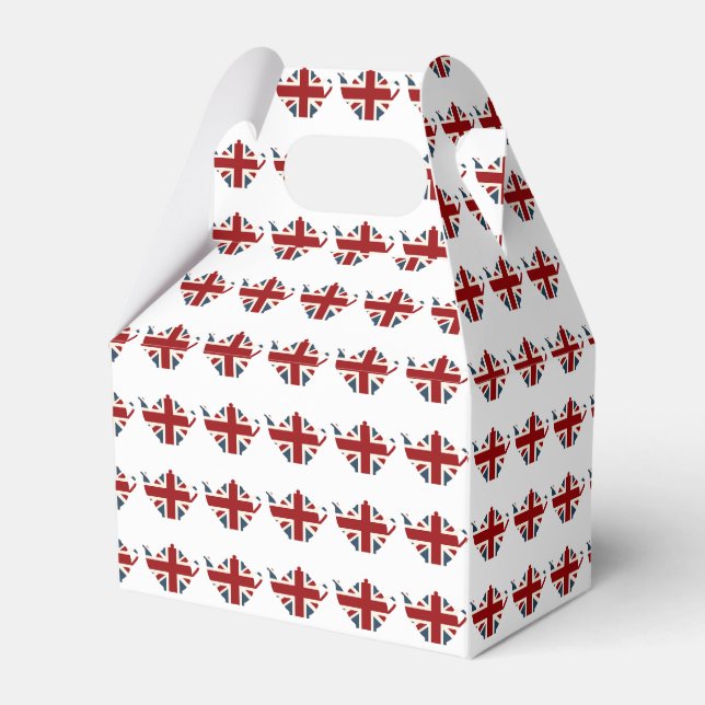 Union Jack Patriotic English Tea Kettle Favour Box (Front Side)