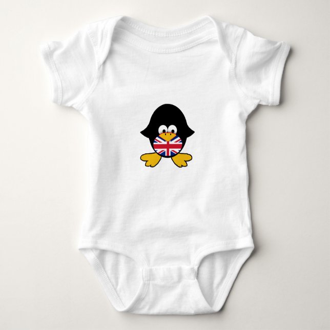 Union Jack Penguin Baby Bodysuit (Front)