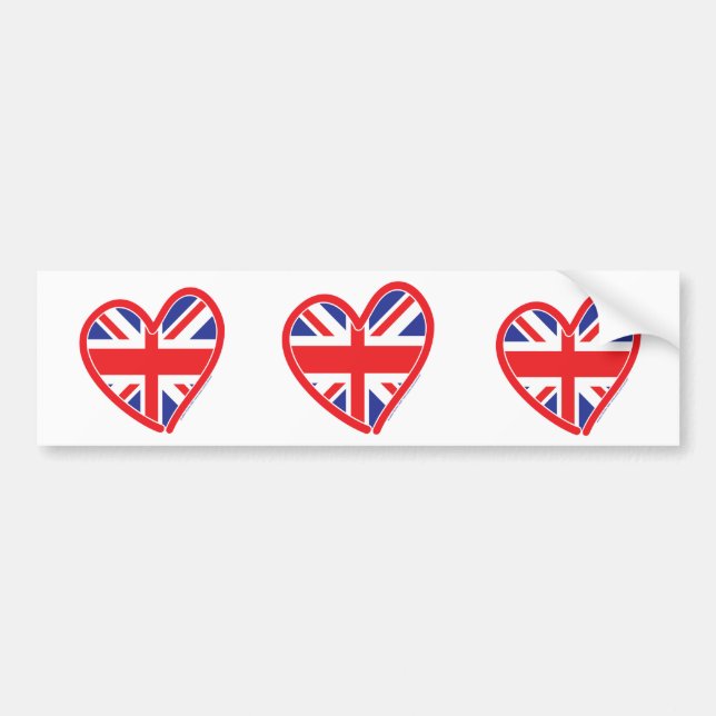 Union Jack Royal Heart Bumper Sticker (Front)