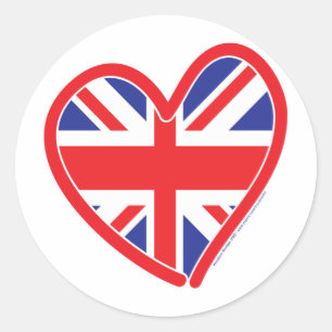 Union Jack Royal Heart Classic Round Sticker