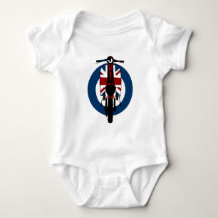 Union jack sixties scooter art 2 baby bodysuit