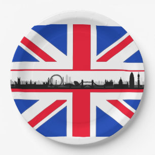 Union Jack Skyline London Theme Party Paper Plates