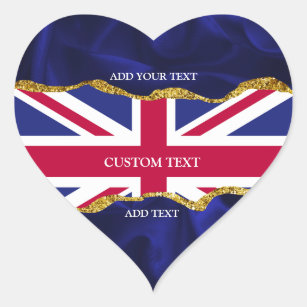 Union Jack Stickers Custom Heart Navy and Gold Art
