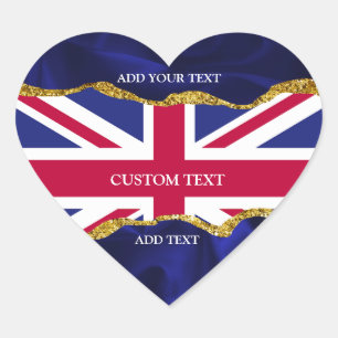 Union Jack Stickers Custom Heart Navy and Gold Art