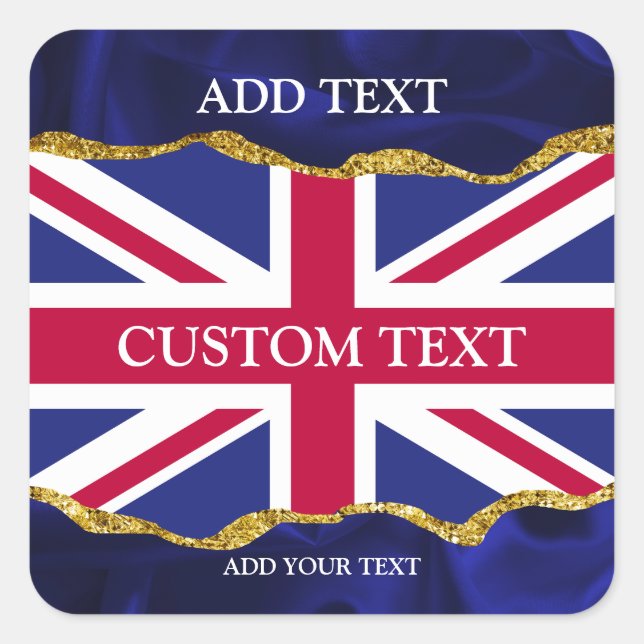 Union Jack Stickers Personalised Navy and Gold Art (Front)