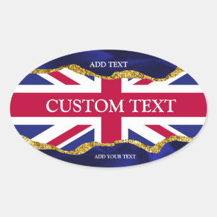 Union Jack Stickers Personalised Navy and Gold Art