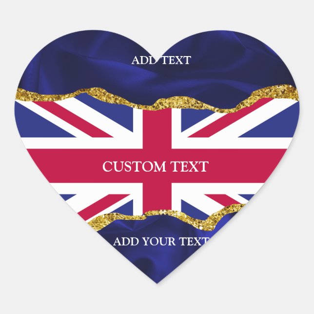 Union Jack Stickers Personalised Navy and Gold Art (Front)