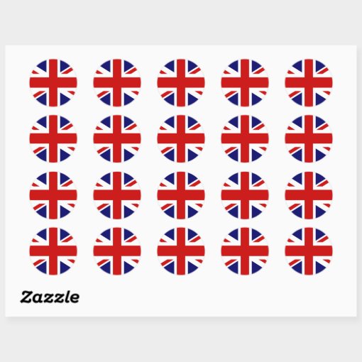 Union jack stickers round Zazzle