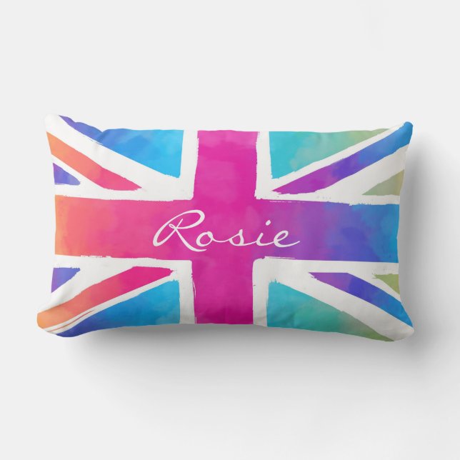 Union Jack Tie Dye Lumbar Cushion (Front)