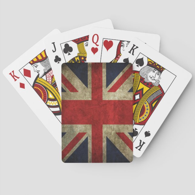 Union Jack UK British Flag Faded Antique Playing Cards (Back)