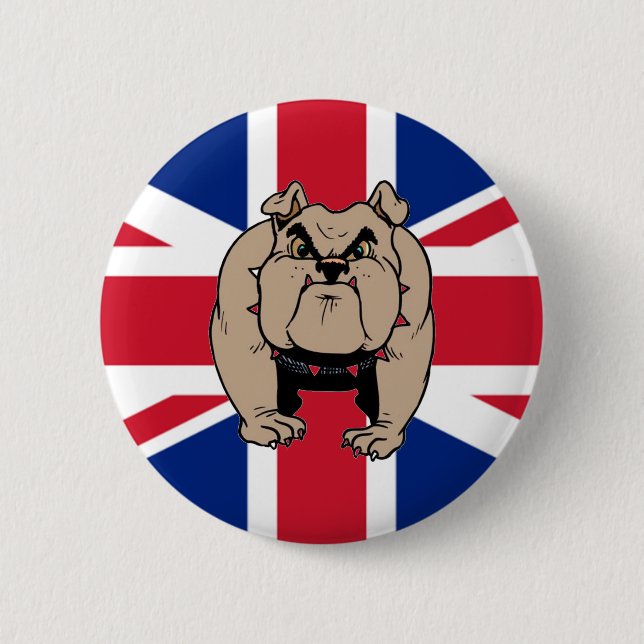 Union Jack UK bulldog button (Front)