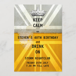 Union Jack UK Flag Cold Fresh Beer Birthday Party Invitation