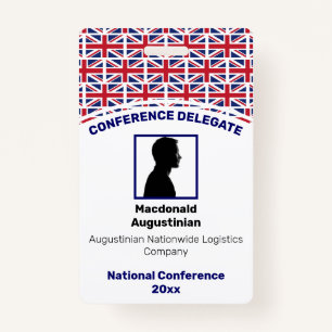 UNION JACK UK FLAG Customised Logo Photo ID Name ID Badge