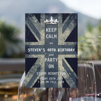 Union Jack UK Flag Male's Birthday Party Invitation