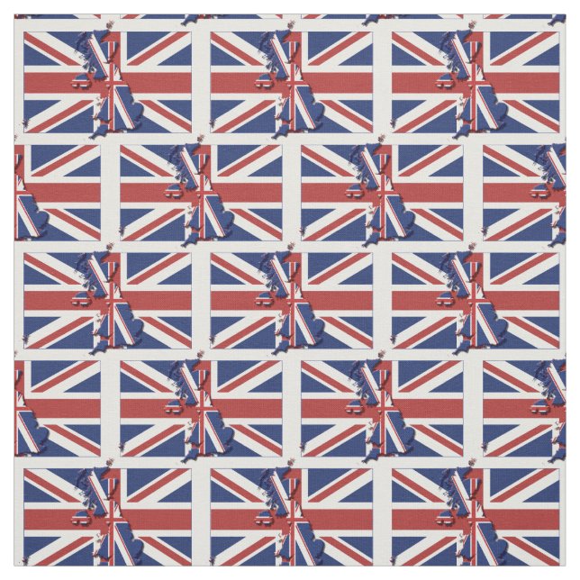 UNION JACK UK FLAG Map Outline Fabric (Swatch)
