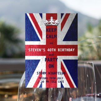 Union Jack UK Flag Unisex Birthday Party Invitation